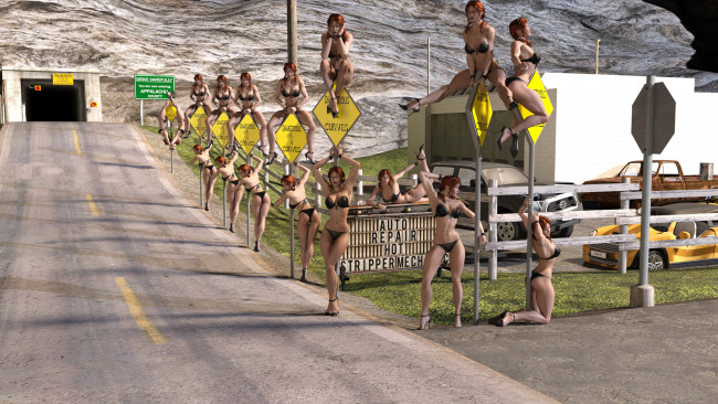 Обои картинки фото 3д графика, люди , people, взгляд, девушки, фон