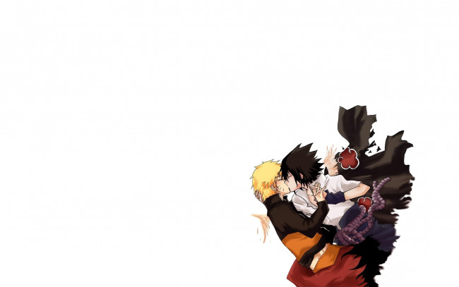 Обои картинки фото аниме, naruto, поцелуй, учиха, саске, наруто, узумаки
