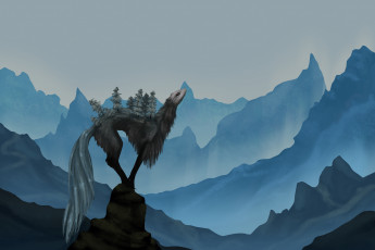 Картинка фэнтези существа горы