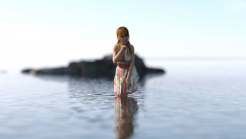 Картинка 3д+графика люди+ people девушка фон взгляд вода