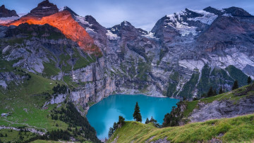 Картинка lake+oeschinen switzerland природа реки озера lake oeschinen