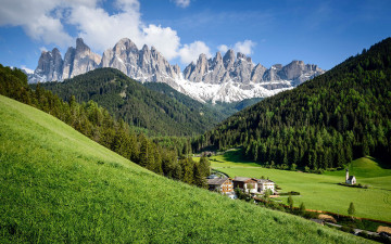 Картинка val+di+funes santa+maddalena italy города -+панорамы val di funes santa maddalena