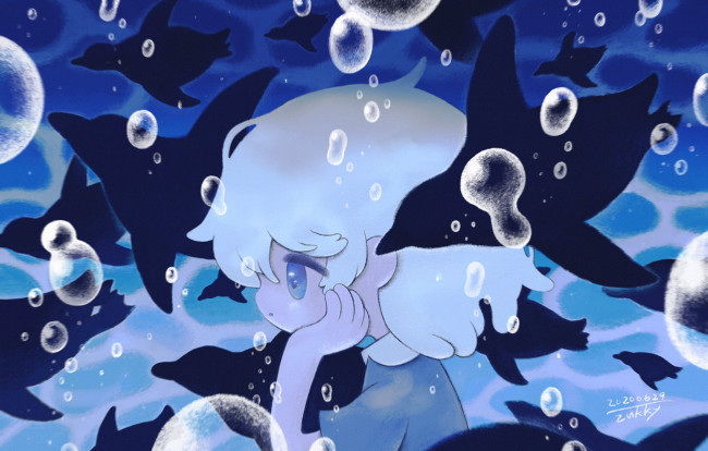 Обои картинки фото аниме, животные,  существа, девушка