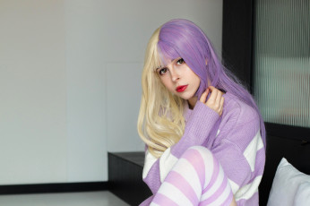 Картинка девушки -+азиатки азиатка разноцветные волосы