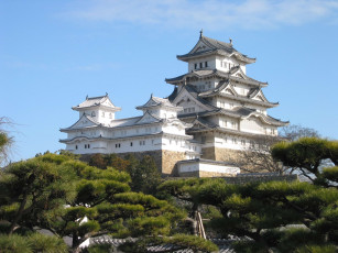 Картинка himeji castle города замки Японии 17-й век Япония замок