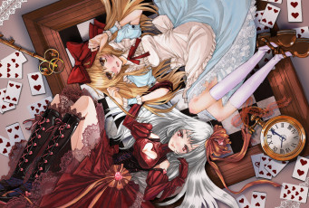 Картинка аниме alice in wonderland карты девушки