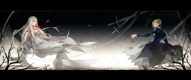 Обои картинки фото аниме, fate, zero, irisviel, einzbern, saber
