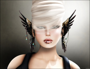 Картинка 3д графика portraits портрет пирсинг девушка