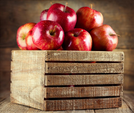 Картинка еда Яблоки плоды ящик