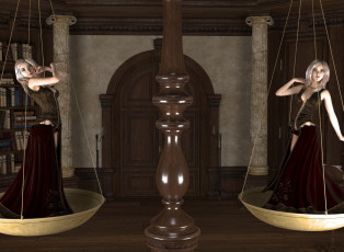 Картинка 3д+графика people+ люди взгляд весы девушки