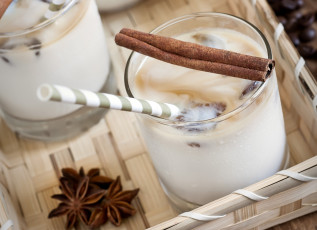 Картинка еда кофе +кофейные+зёрна с молоком корица бадьян