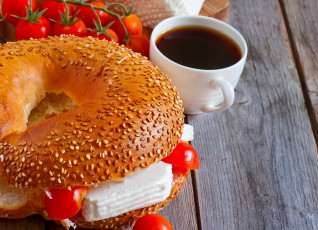 Картинка еда бутерброды +гамбургеры +канапе помидоры кофе выпечка сыр