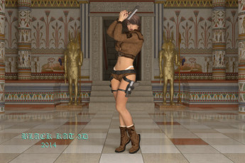 Картинка 3д+графика fantasy+ фантазия девушка оружие взгляд