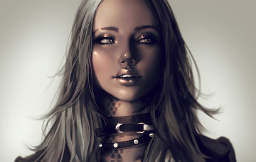 Картинка рисованные люди ремень ошейник девушка