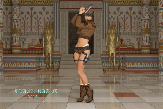 Обои картинки фото 3д графика, fantasy , фантазия, девушка, оружие, взгляд