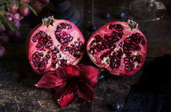 Картинка еда гранат цветок зернышки фрукт амарилис