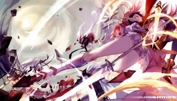 Картинка аниме pixiv+fantasia девушки арт бой движение оружие pixiv fantasia joseph lee
