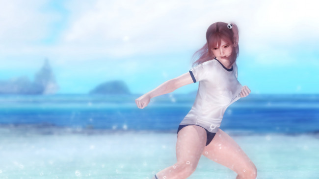 Обои картинки фото видео игры, dead or alive 5, поза, пляж, фон, взгляд, девушка