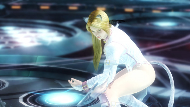 Обои картинки фото видео игры, dead or alive 5, взгляд, девушка, поза, фон