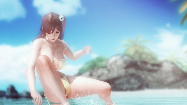 Обои картинки фото видео игры, dead or alive 5, взгляд, девушка, поза, фон