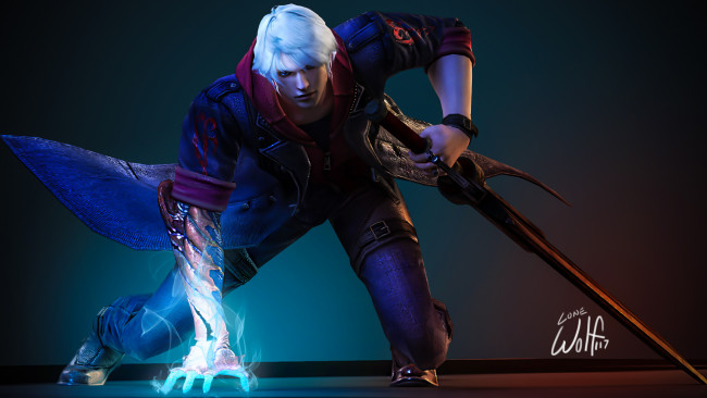 Обои картинки фото видео игры, devil may cry 4, парень, взгляд, оружие, рука