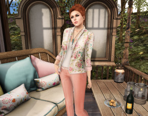 Картинка 3д+графика люди+ people рыжая фон взгляд девушка