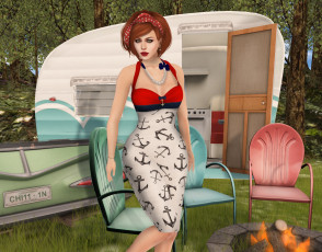 Картинка 3д+графика люди+ people рыжая фон взгляд девушка