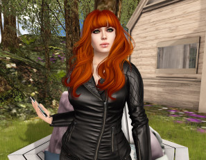 Картинка 3д+графика люди+ people рыжая фон девушка взгляд