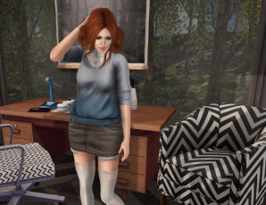 Картинка 3д+графика люди+ people девушка фон взгляд рыжая