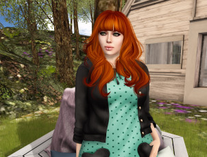 Картинка 3д+графика люди+ people фон взгляд девушка интерьер рыжая