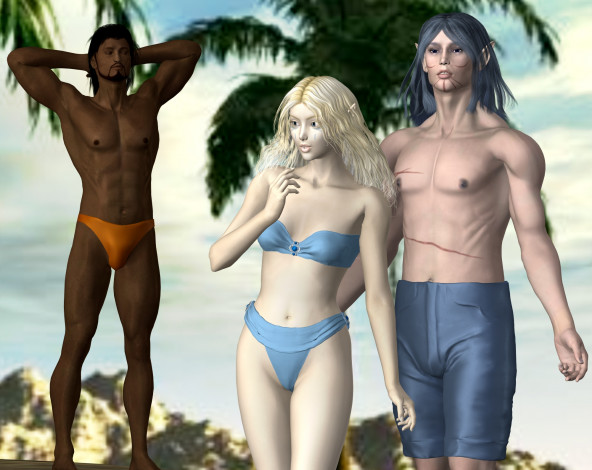 Обои картинки фото 3д графика, эльфы , elves, фон, парень, взгляд, эльфийка