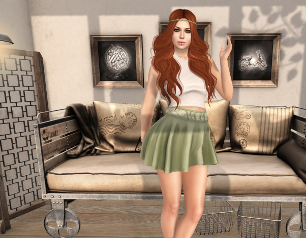 Обои картинки фото 3д графика, люди , people, взгляд, интерьер, фон, рыжая, девушка