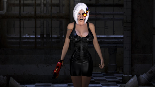 Обои картинки фото 3д графика, фантазия , fantasy, девушка, взгляд, оружие, фон