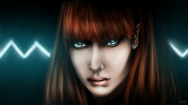 Обои картинки фото 3д графика, портрет , portraits, взгляд, девушка, фон