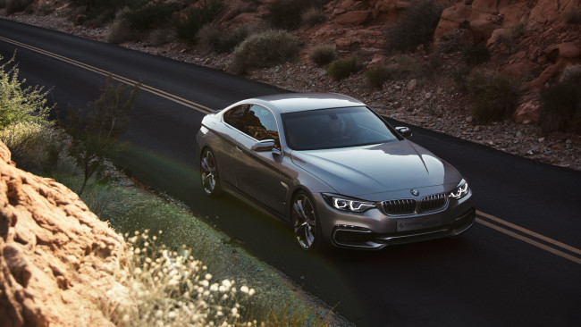 Обои картинки фото bmw 4 series coupe concept 2013, автомобили, bmw, 4, series, coupe, concept, 2013, трасса