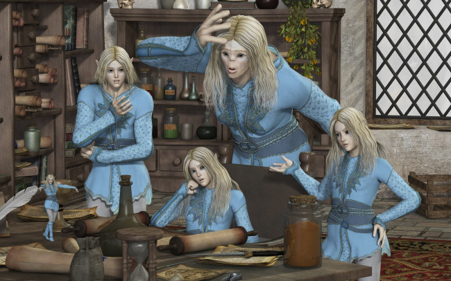 Обои картинки фото 3д графика, фантазия , fantasy, грудь, фон, взгляд, эльфийки