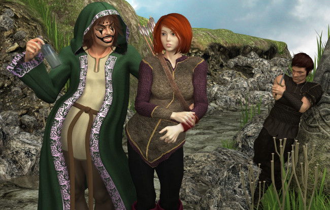 Обои картинки фото 3д графика, фантазия , fantasy, пираты, фон, девушка, взгляд