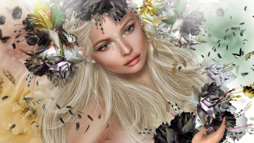 Картинка 3д+графика портрет+ portraits фон взгляд девушка