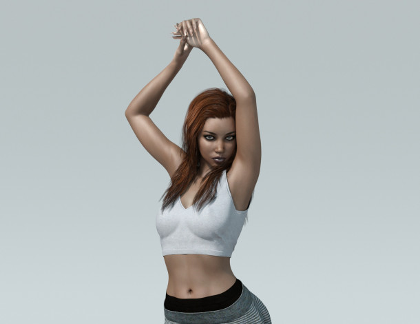 Обои картинки фото 3д графика, люди , people, девушка, фон, взгляд