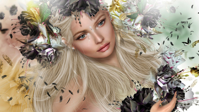 Обои картинки фото 3д графика, портрет , portraits, фон, взгляд, девушка