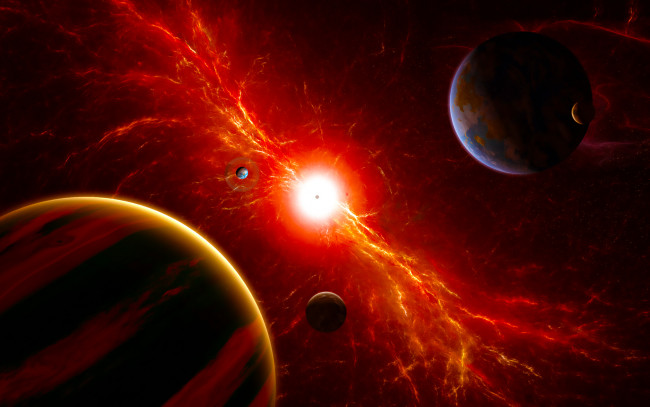 Обои картинки фото космос, арт, галактика, звезды, вселенная, планеты