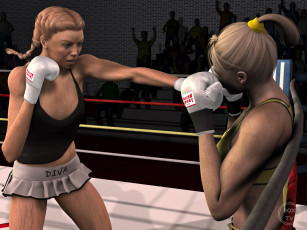 Картинка 3д+графика спорт+ sport бокс ринг фон взгляд девушки