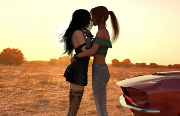 Картинка 3д+графика люди-авто мото+ people-+car+ +moto фон взгляд девушки