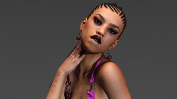 Картинка 3д+графика люди+ people взгляд фон девушка