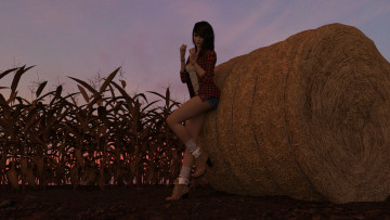 Картинка 3д+графика люди+ people взгляд фон девушка