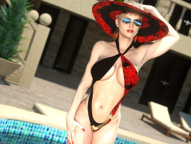 Обои картинки фото 3д графика, люди , people, фон, взгляд, девушка