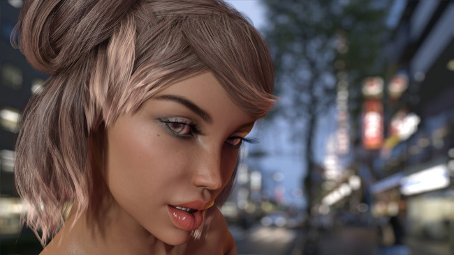 Обои картинки фото 3д графика, люди , people, фон, взгляд, девушка