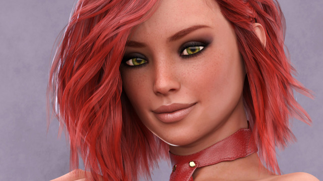 Обои картинки фото 3д графика, портрет , portraits, девушка, фон, взгляд