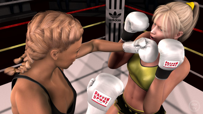 Обои картинки фото 3д графика, спорт , sport, фон, взгляд, девушки, бокс, ринг