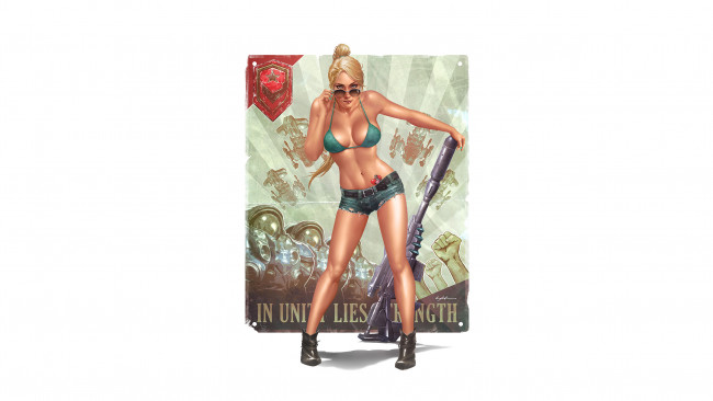 Обои картинки фото рисованное, комиксы, девушка, фон, взгляд, очки, тату